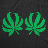 Womens Funny T Shirts Pot Leaf Boobs Sarcastic 420 Graphic Tee For Ladies