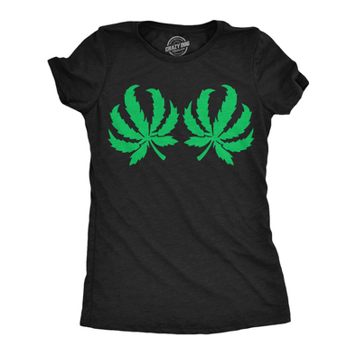 Womens Funny T Shirts Pot Leaf Boobs Sarcastic 420 Graphic Tee For Ladies