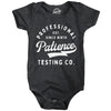 Professional Patience Testing Co Baby Bodysuit Funny Joke Jumper For Infants