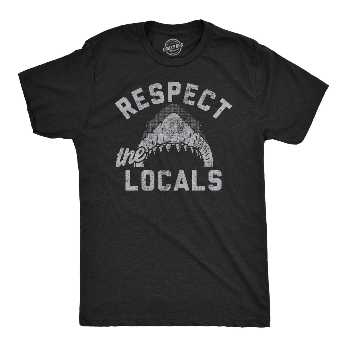 Mens Funny T Shirts Respect The Locals Sarcastic Shark Graphic Novelty Tee for Men