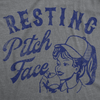 Womens Resting Pitch Face Funny T Shirt Sarcastic Baseball Graphic Tee For Ladies