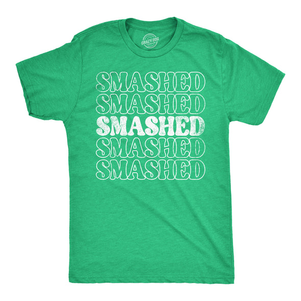 Mens Retro Smashed T Shirt Funny St Pattys Day Parade Partying Drunk Joke Tee For Guys