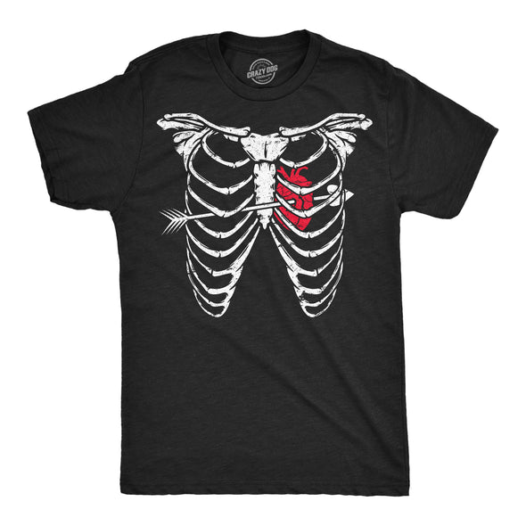 Mens Funny T Shirts Ribcage Arrow Heart Valentines Day Graphic Tee For Men