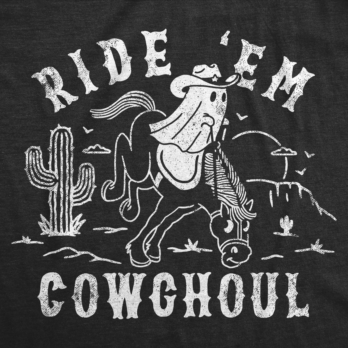 Womens Funny T Shirts Ride Em Cowghoul Sarcastic Halloween Graphic Tee For Ladies