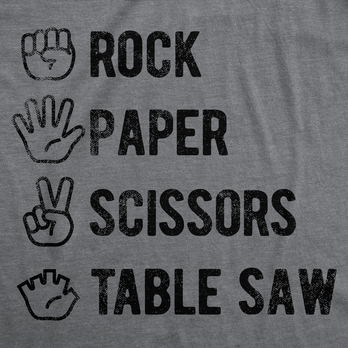 Mens Funny T Shirts Rock Paper Scissors Table Saw Sarcastic Novelty Tee for Men