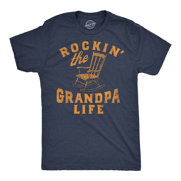 Mens Funny T Shirts Rockin The Grandpa Life Sarcastic Rocking Chair Graphic Tee For Men