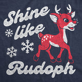 Womens Funny T Shirts Shine Like Rudolph Sarcastic Christmas Reindeer Graphic Novelty Tee For Ladies