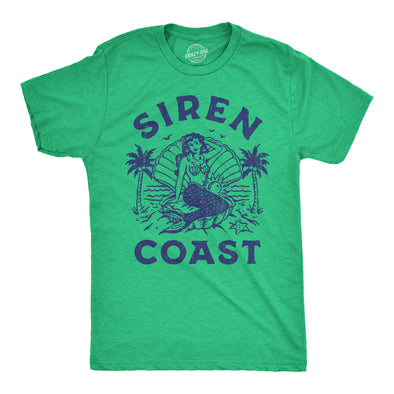 Mens Siren Coast T Shirt Funny Tropical Mermaid Beach Lovers Tee For Guys