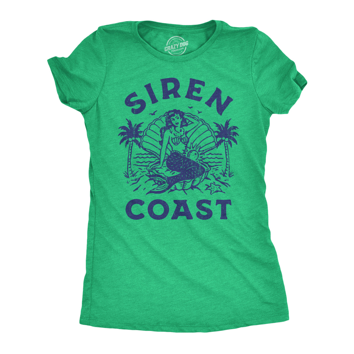 Womens Siren Coast T Shirt Funny Tropical Mermaid Beach Lovers Tee For Ladies