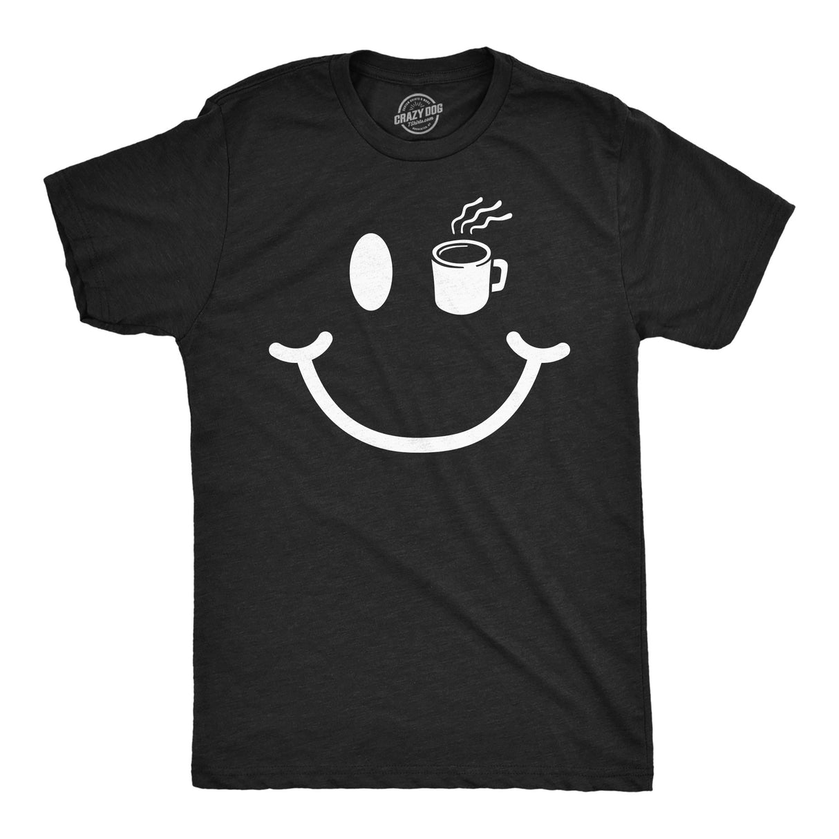 Mens Coffee Cup Smiling Face Funny T Shirt Caffeine Graphic Tee For Men