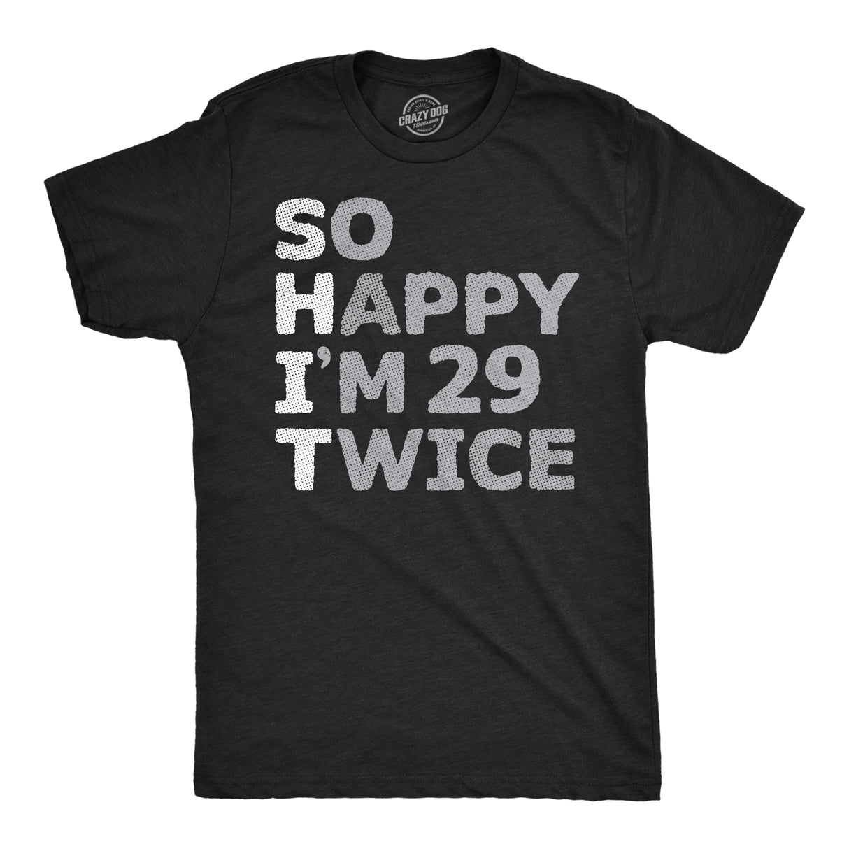 Mens so Happy Im 29 Twice T Shirt Funny Shit Acronym 30th Birthday Joke Tee for Guys