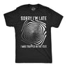 Mens Sorry I'm late I was Trapped in the Void T Shirt Funny Halloween Tee Optical Illusion Shirt for Guys