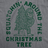 Mens Funny T Shirts Squatchin Around Christmas Tree Sarcastic Bigfoot Graphic Novelty Xmas Tee for Men