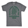 Mens Funny T Shirts Squatchin Around Christmas Tree Sarcastic Bigfoot Graphic Novelty Xmas Tee for Men