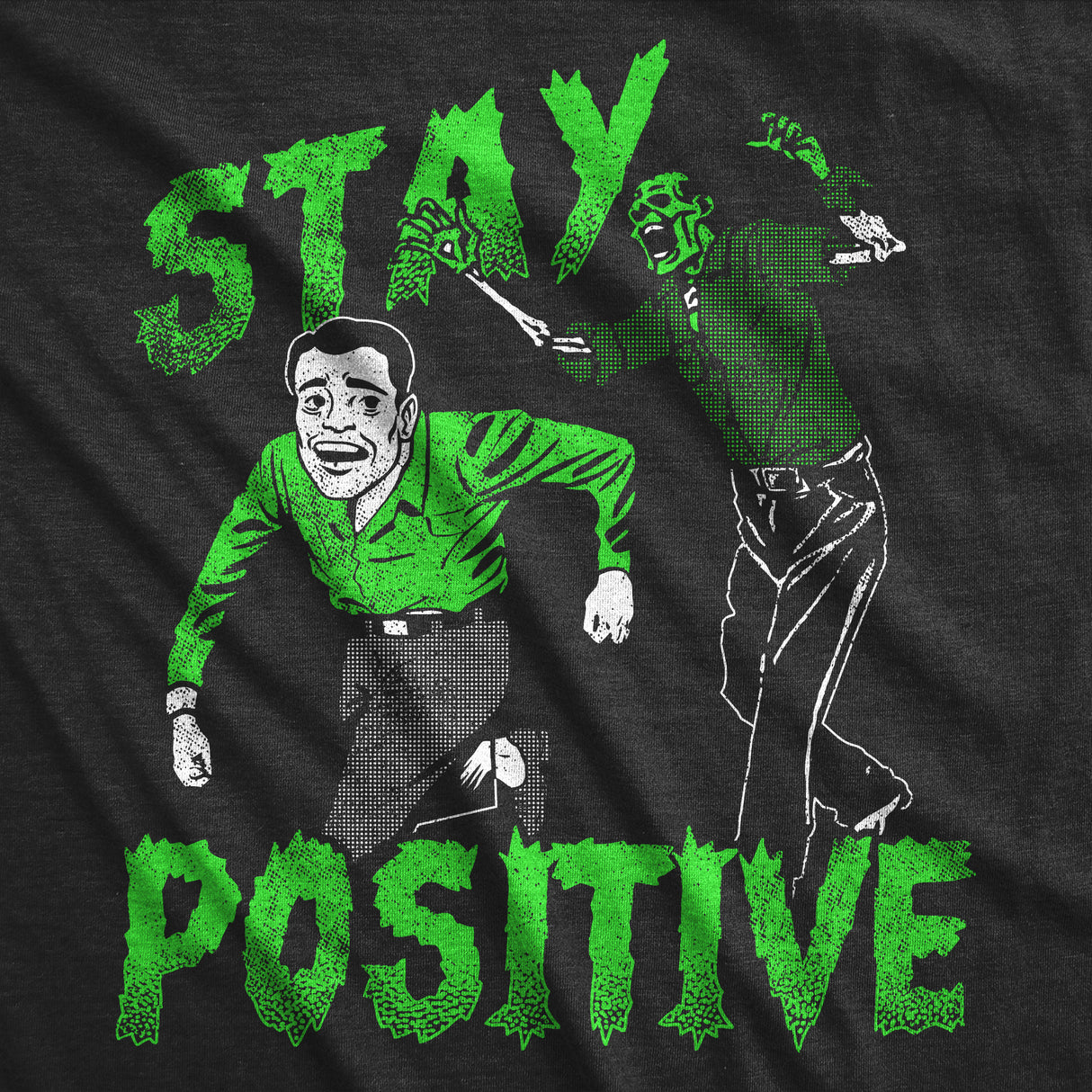 Mens Funny T Shirts Stay Positive Zombie Sarcastic Halloween Graphic Novelty Tee For Men