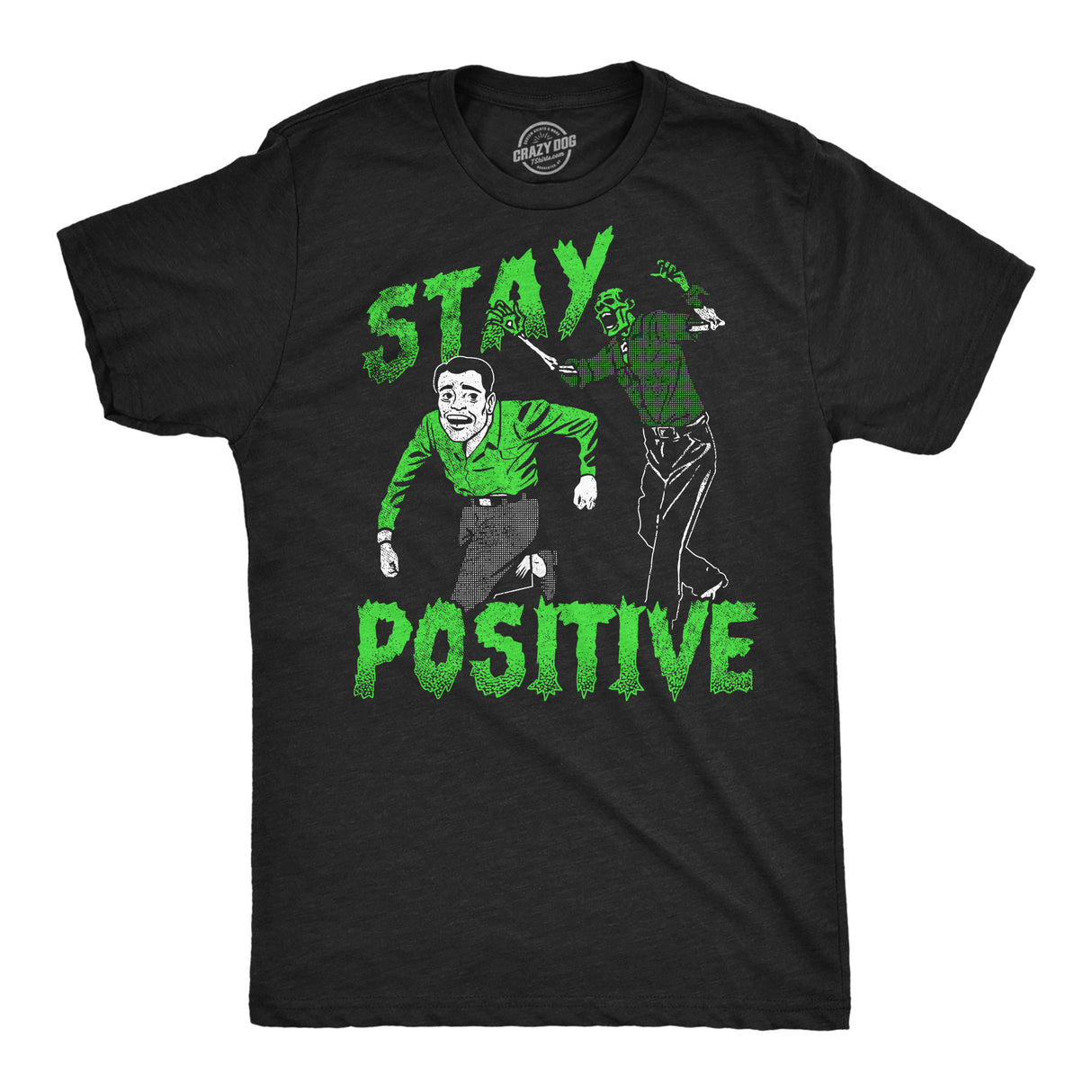 Mens Funny T Shirts Stay Positive Zombie Sarcastic Halloween Graphic Novelty Tee For Men
