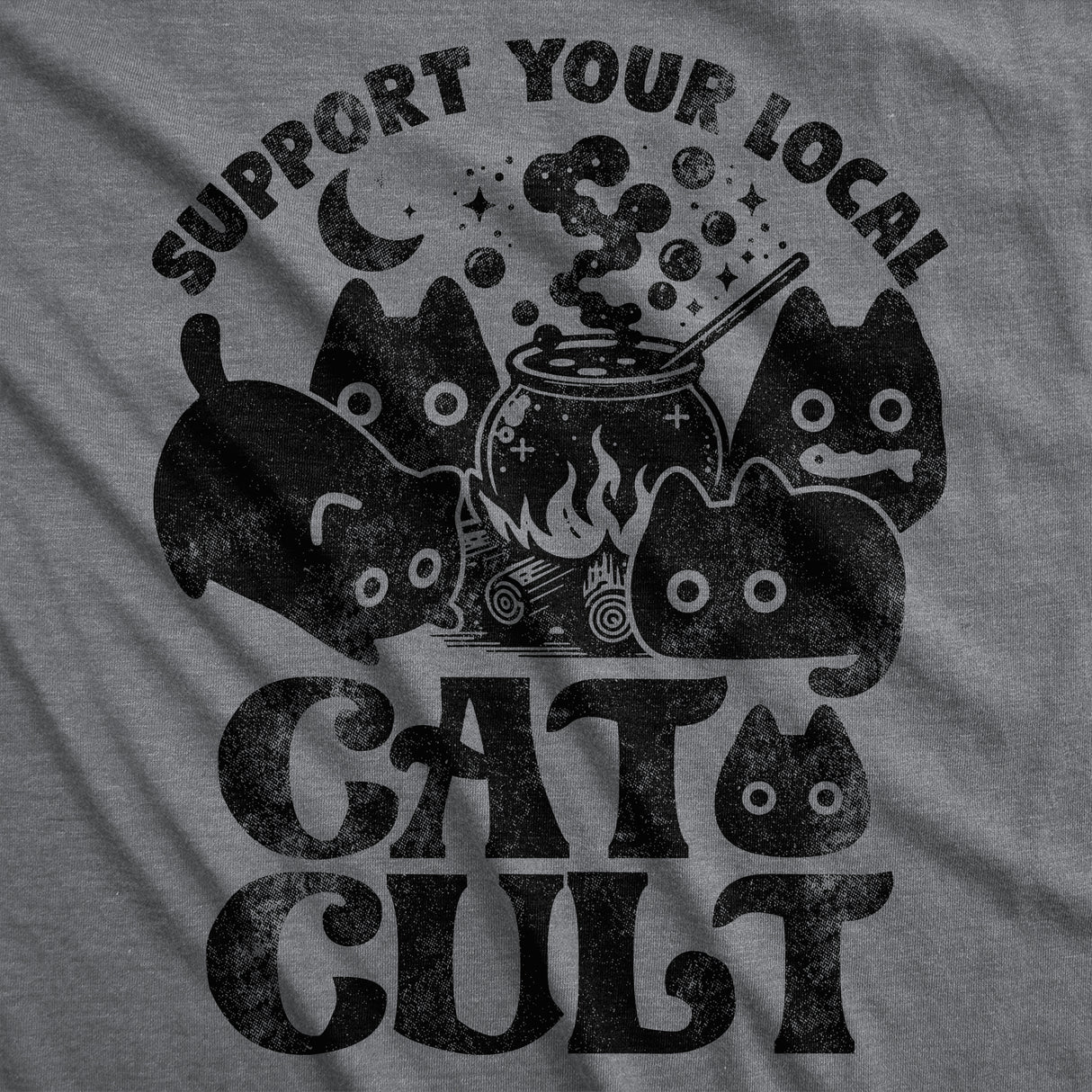 Womens Funny T Shirts Support Your Local Cat Cult Sarcastic Halloween Kitten Graphic Tee For Ladies