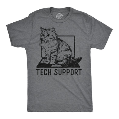 Mens Tech Support Funny T Shirts Cute Kitten Graphic Tee For Men