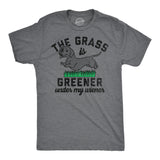 Mens Funny T Shirts The Grass Is Greener Under My Wiener Sarcastic Puppy Novelty Tee for Men