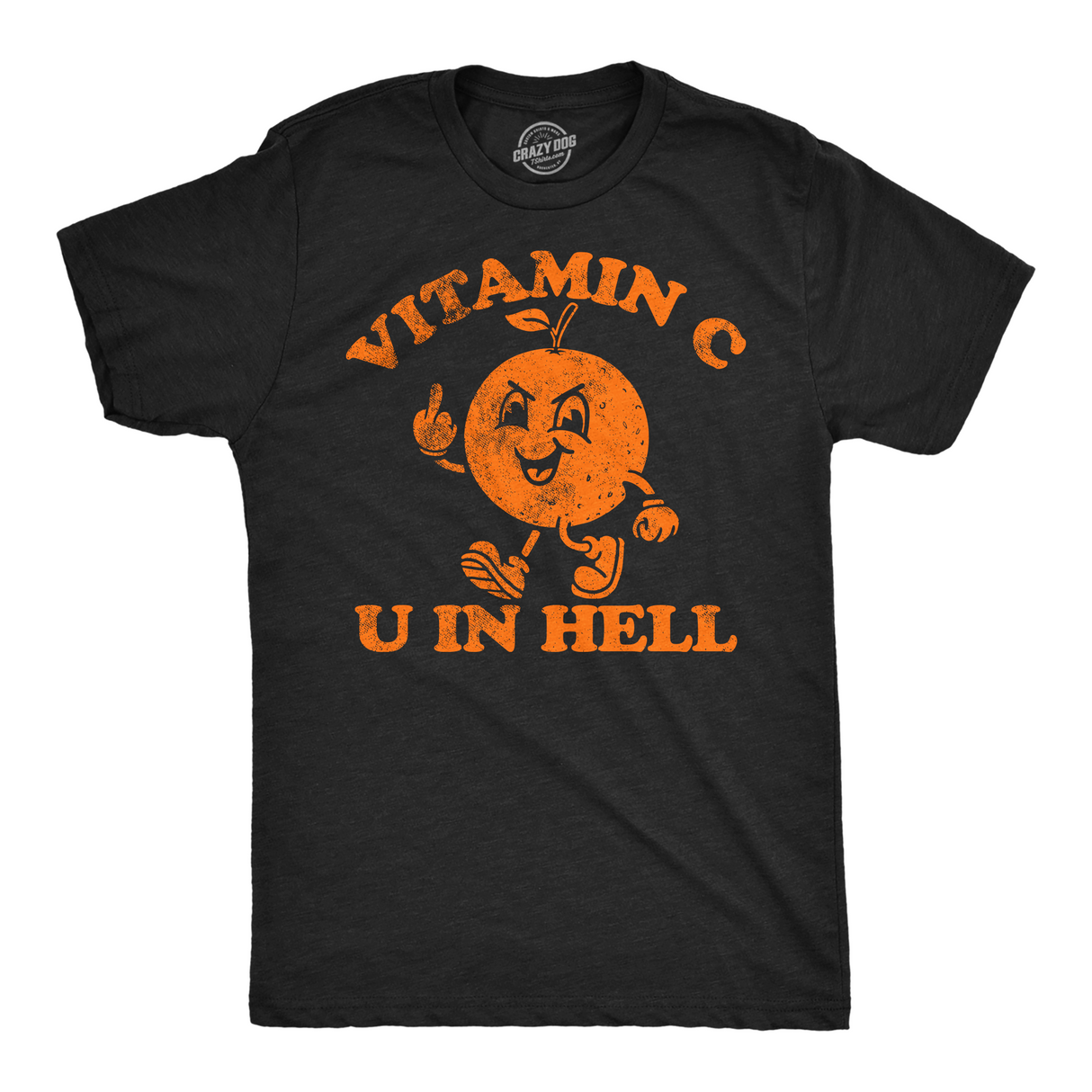 Mens Funny T Shirts Vitamin C U In Hell Sarcastic Orange Graphic Tee for Men