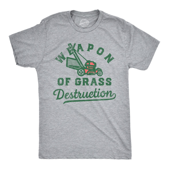 Mens Weapon Of Grass Destruction T Shirt Funny Lawn Mower Joke Tee For Guys