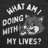 Womens Funny T Shirts What Am I Doing With My Lives Sarcastic Kitten Tee for Ladies