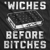 Mens Funny T Shirts Wiches Before Bitches Sarcastic Ice Cream Sandwich Graphic Tee for Men