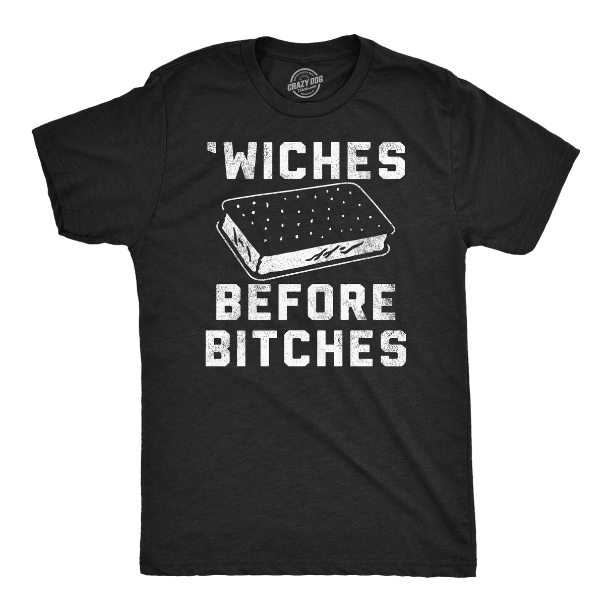 Mens Funny T Shirts Wiches Before Bitches Sarcastic Ice Cream Sandwich Graphic Tee for Men