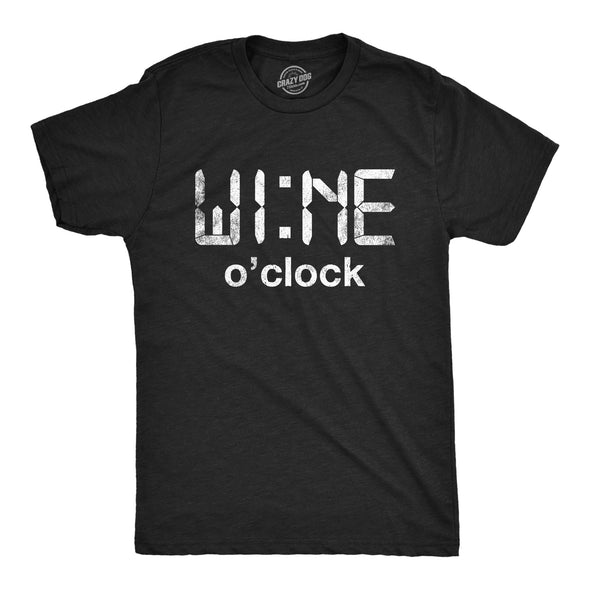 Mens Funny T Shirts Wine O Clock Sarcastic Drinking Tee Graphic Shirt