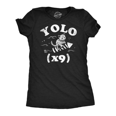 Womens Funny T Shirts Yolo X9 Sarcastic Kitten Graphic Novelty Tee For Ladies