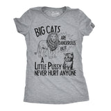 Womens Funny T Shirts Big Cats Are Dangerous But A Little Pussy Never Hurt Anyone Novelty Tee for Ladies