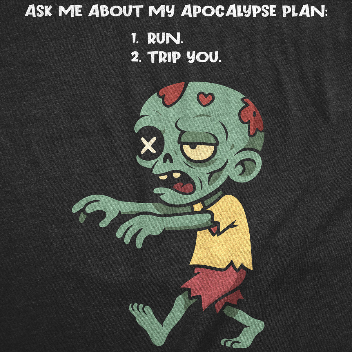 Mens Funny T Shirt Ask Me About My Apocalypse Plan Sarcastic Zombie Graphic Novelty Tee for Men