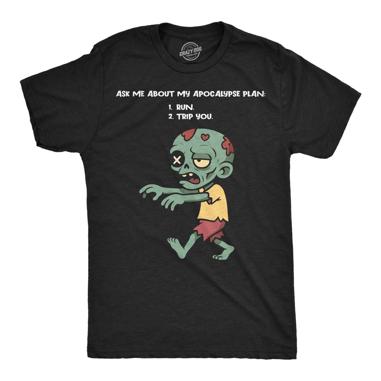 Mens Funny T Shirt Ask Me About My Apocalypse Plan Sarcastic Zombie Graphic Novelty Tee for Men