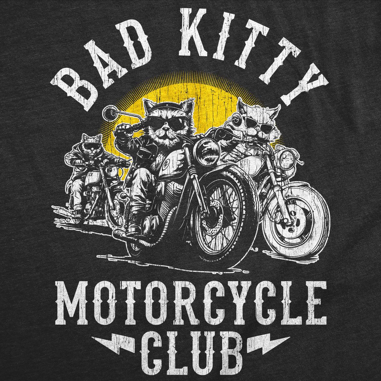Mens Funny T Shirts Bad Kitty Motorcycle Club Sarcastic Kitten Graphic Novelty Tee for Men