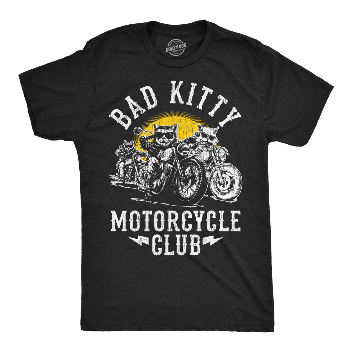Mens Funny T Shirts Bad Kitty Motorcycle Club Sarcastic Kitten Graphic Novelty Tee for Men