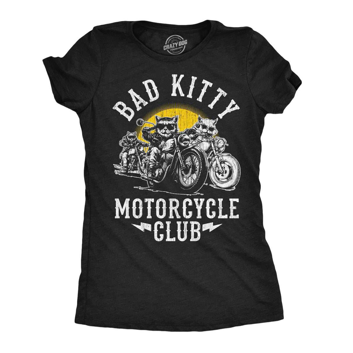 Womens Funny T Shirts Bad Kitty Motorcycle Club Sarcastic Kitten Graphic Novelty Tee for Ladies