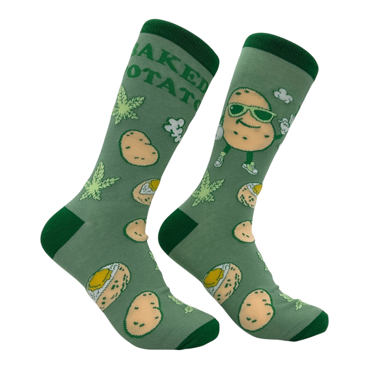 Men's Baked Potato Socks Funny Sarcastic 420 Graphic Novelty Footwear for Men