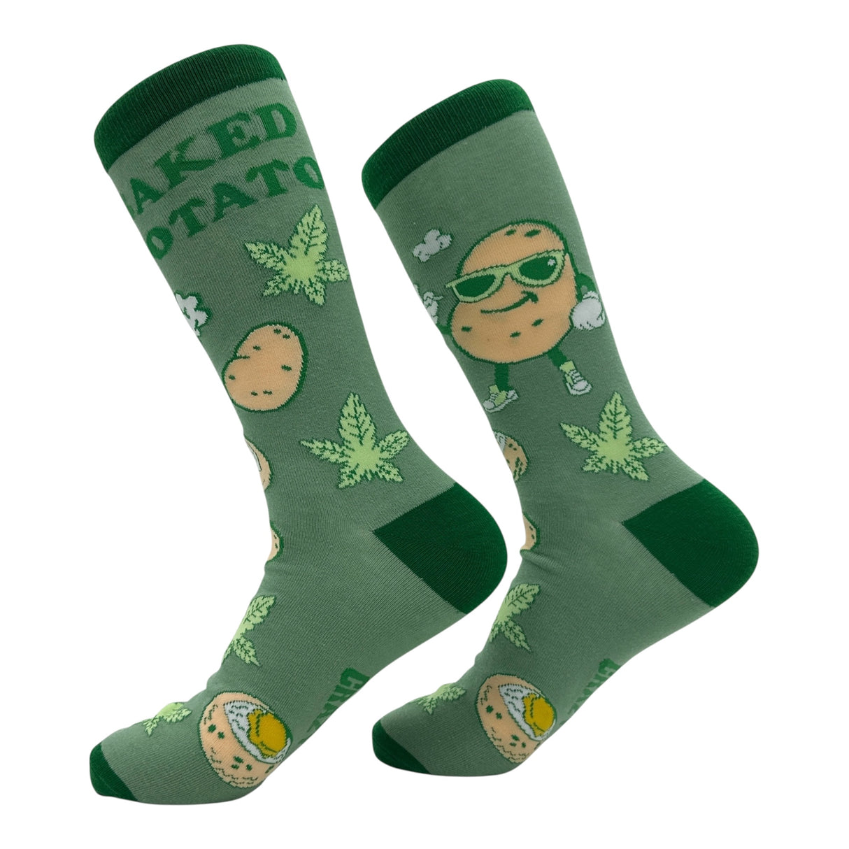 Men's Baked Potato Socks Funny Sarcastic 420 Graphic Novelty Footwear for Men