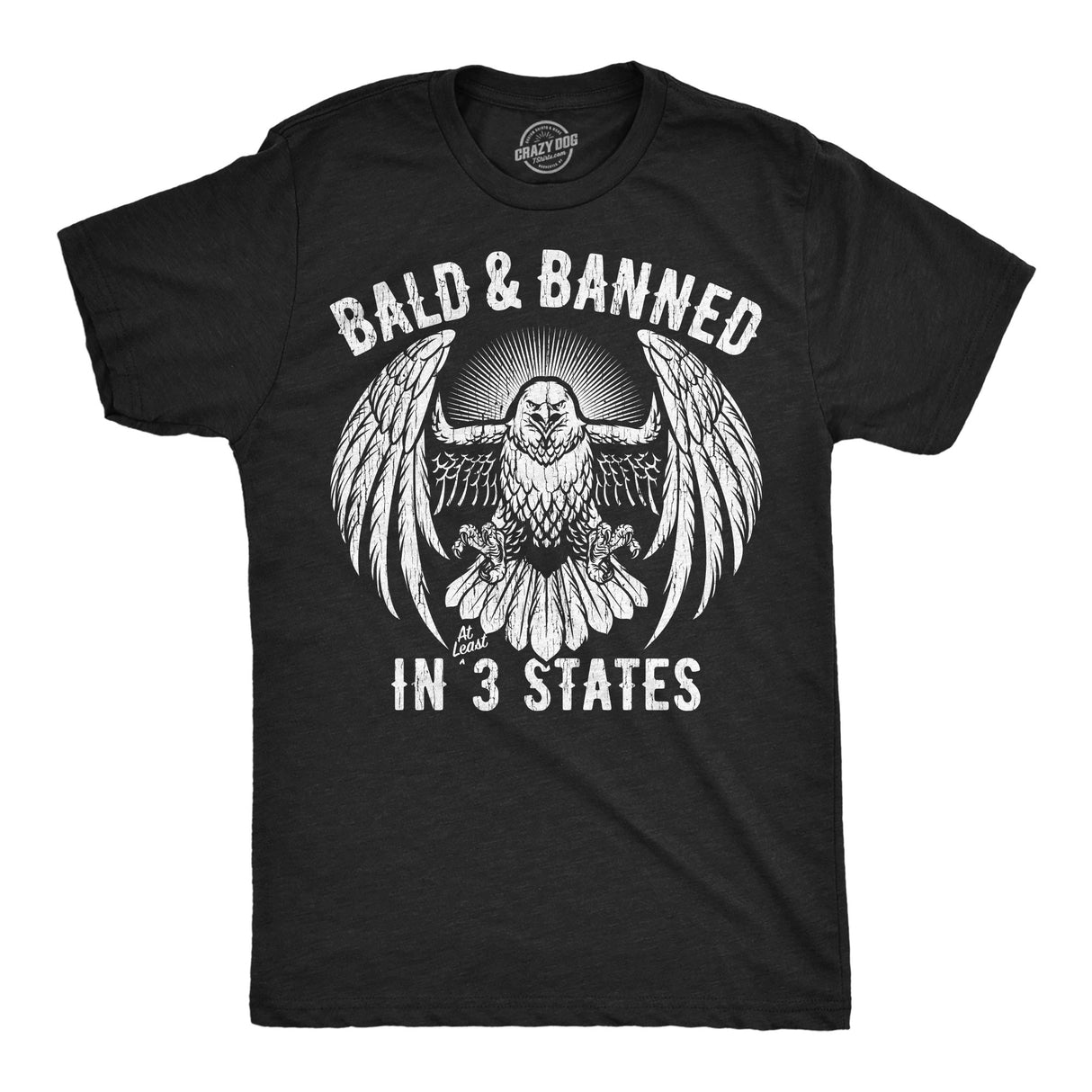 Mens Funny T Shirts Bald and Banned In 3 States Sarcastic Graphic Novelty Tee for Men