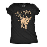 Womens Funny T Shirts Bald Kitty Club Sarcastic Hairless Cat Graphic Novelty Tee for Ladies