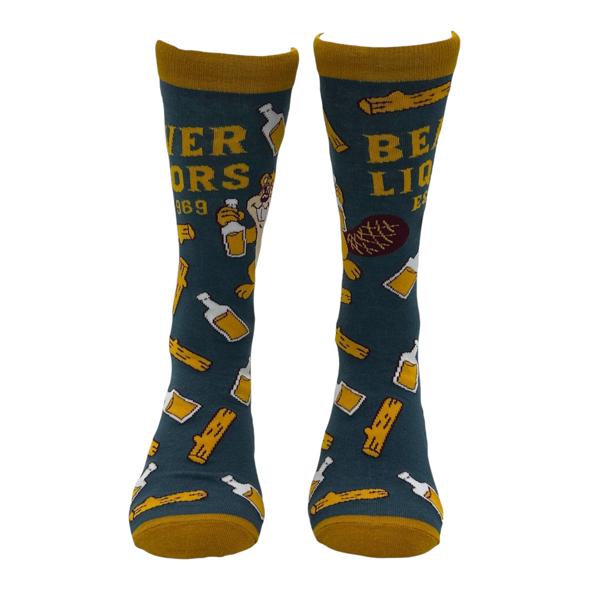 Men's Beaver Liquors Socks Funny Sarcastic Drinking Graphic Novelty Footwear for Men