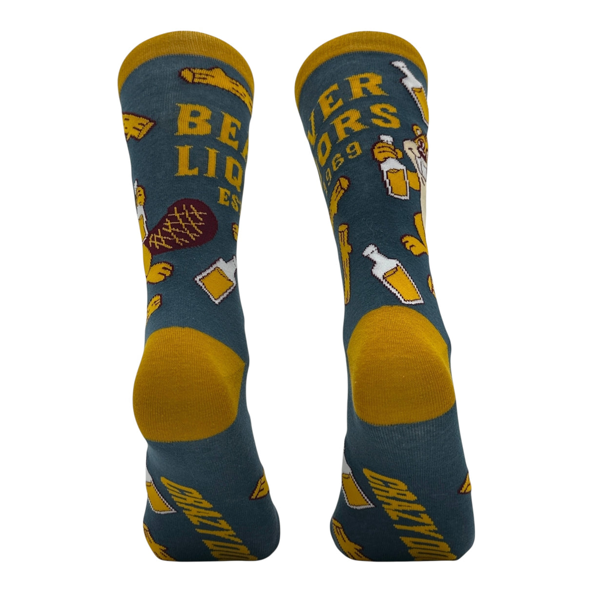 Men's Beaver Liquors Socks Funny Sarcastic Drinking Graphic Novelty Footwear for Men
