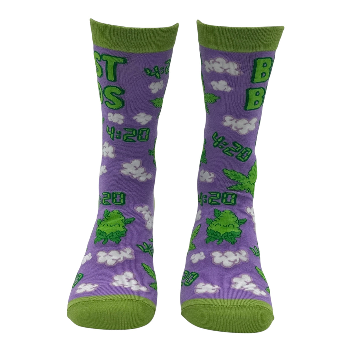 Women's Best Buds Socks Funny Sarcastic 420 Graphic Novelty Footwear for Ladies