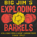 Mens Funny T Shirts Big Jims Exploding Barrels Sarcastic Video Game Graphic Novelty Tee for Men