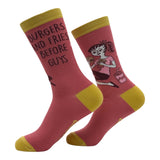 Women's Burgers and Fries Before Guys Socks Funny Sarcastic Fast Food Graphic Novelty Footwear for Ladies