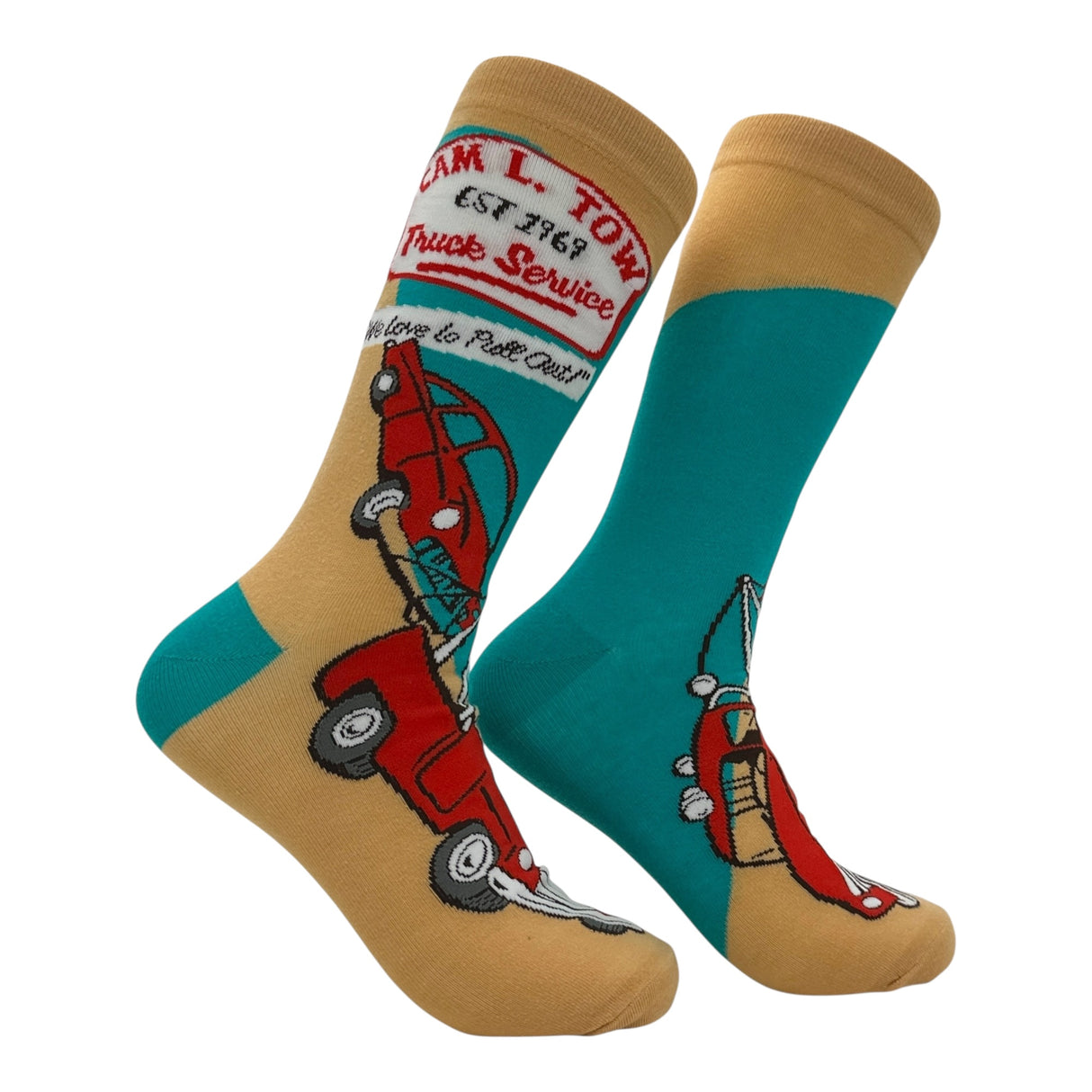 Men's Cam L Tow Truck Service Socks Funny Sarcastic Graphic Novelty Footwear for Men