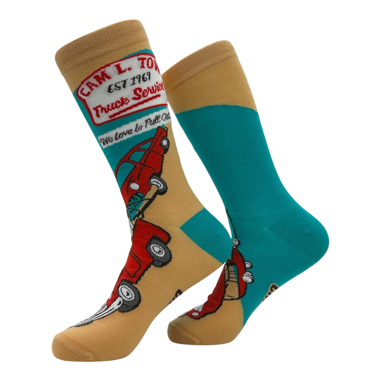 Men's Cam L Tow Truck Service Socks Funny Sarcastic Graphic Novelty Footwear for Men