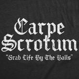 Womens Funny T Shirts Carpe Scrotum Grab Life By The Balls Sarcastic Graphic Novelty Tee For Ladies