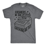 Mens Funny T Shirts Cashiers Are Checking Me Out Sarcastic Graphic Novelty Tee for Men