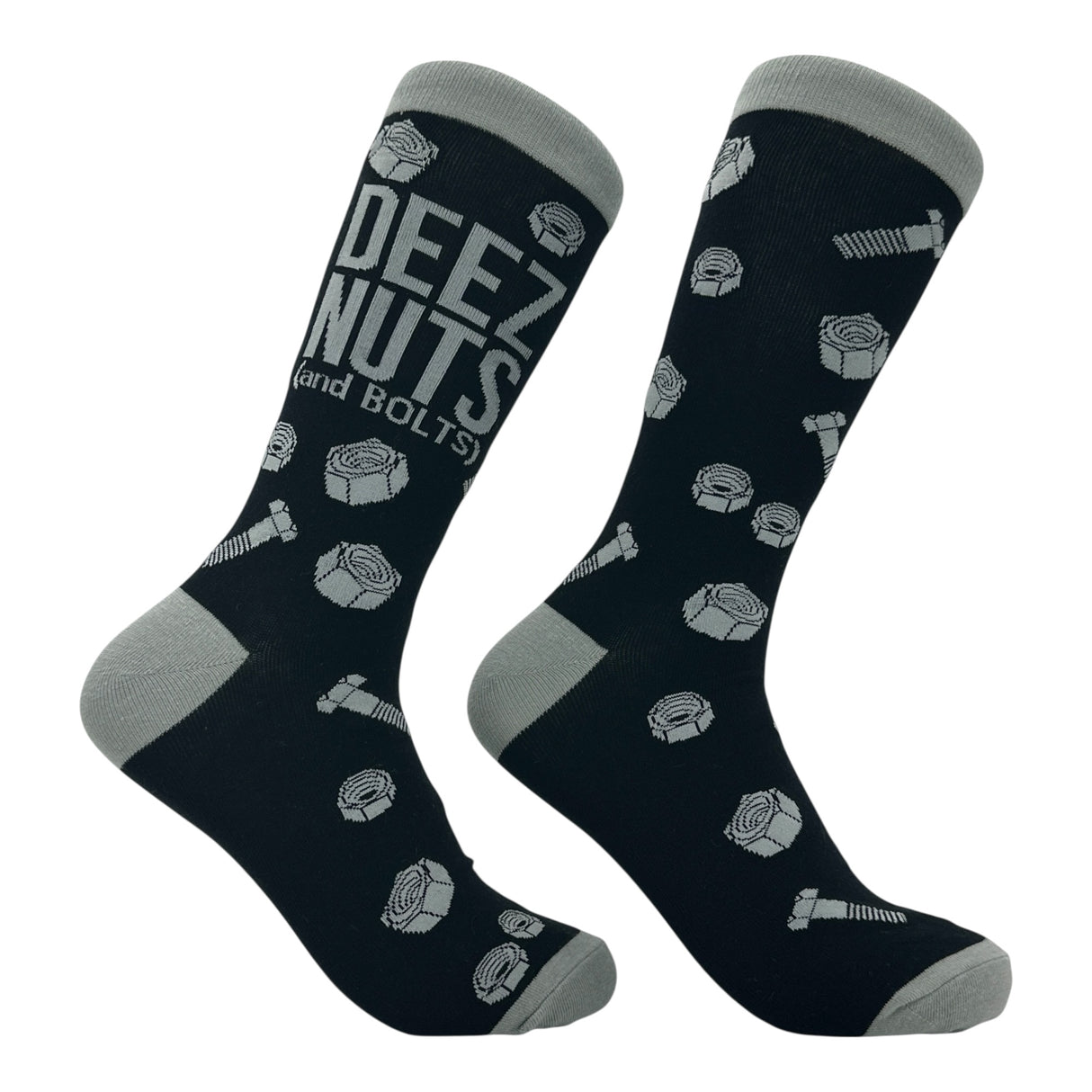 Men's Deez Nuts and Bolts Socks Funny Sarcastic Hardware Graphic Novelty Footwear for Men